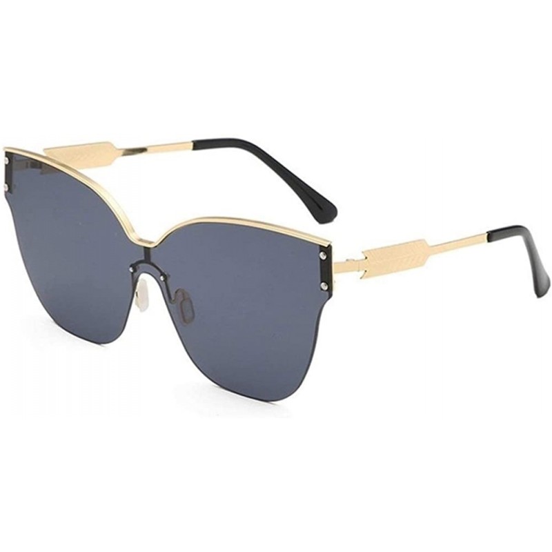 Oversized Trendy Oversized One Piece Sunglasses Women Half Frame Arrow Leg Cateye Eyewear UV Protection - C1 - CK190OOTSWG $9.38