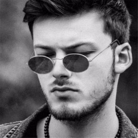 Oval Women Mens Vintage Retro Oval Sunglasses Ellipse Metal Frame Trendy Fashion Shades Aviator Glasses - D - C818RI7KCH6 $10.75