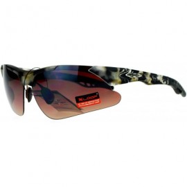 Rectangular Camouflage Half Rim Sport Hunters Warp Sunglasses - Brown Camo - CI128KMUMOP $10.60