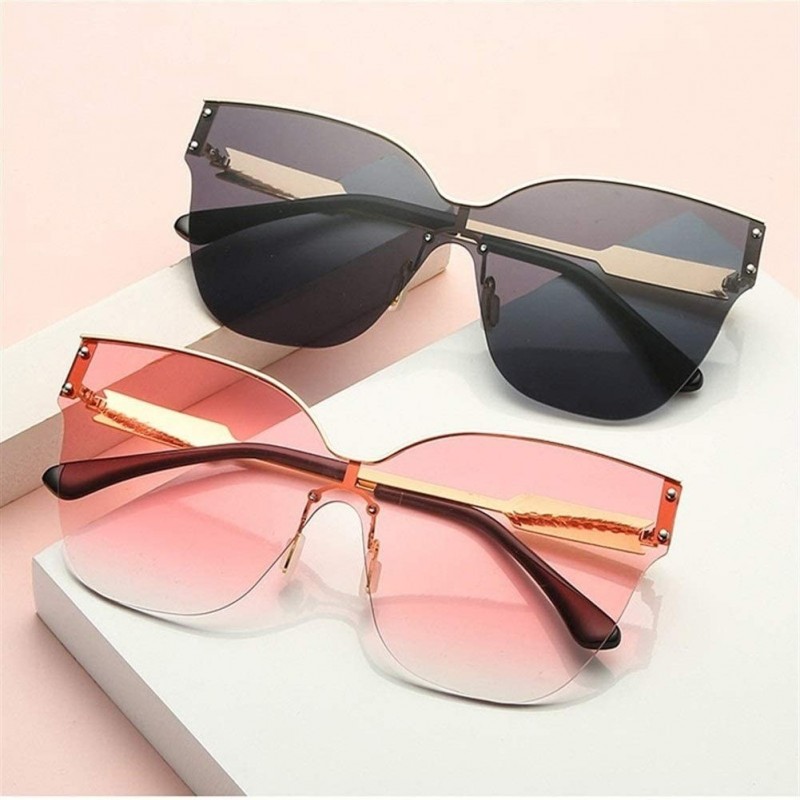 Trendy Oversized One Piece Sunglasses Women Half Frame Arrow Leg Cateye ...