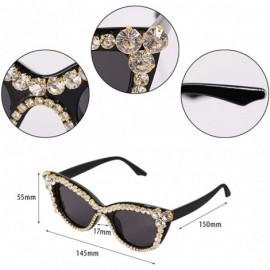 Goggle Sparkling Crystal Cat Eye Sunglasses UV Protection Rhinestone Sunglasses - Cat Eye Rhinestone - C318WQCMKZM $19.81