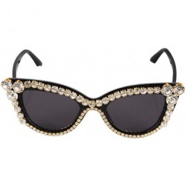 Goggle Sparkling Crystal Cat Eye Sunglasses UV Protection Rhinestone Sunglasses - Cat Eye Rhinestone - C318WQCMKZM $19.81