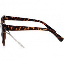 Oversized Unique Compact Flat Lens Rigid Squared Cat Eye Sunglasses - Tortoise Black - CU12MAXUBVI $10.55