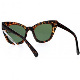 Oversized Unique Compact Flat Lens Rigid Squared Cat Eye Sunglasses - Tortoise Black - CU12MAXUBVI $10.55