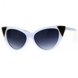 Oval Womens Goth Metal Horn Cat Eye Mod Diva Sunglasses - White Smoke - C5189LIZ6RM $9.90