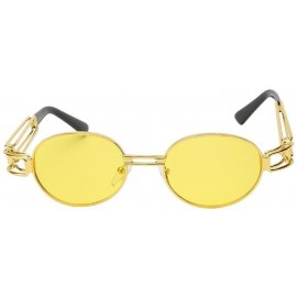 Round Women UV400 Gothic Flat Top Vintage Round Glasses Men Steampunk Sunglass Eeywear - Yellow - C718C7C2CY0 $8.44