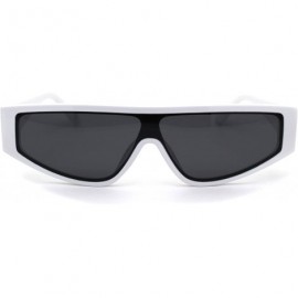 Rectangular Retro Flat Top Shield Plastic Sunglasses - White Black - CH18ZWQEMH6 $8.73