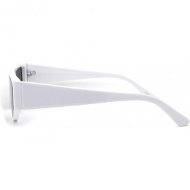 Rectangular Retro Flat Top Shield Plastic Sunglasses - White Black - CH18ZWQEMH6 $8.73