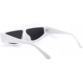 Rectangular Retro Flat Top Shield Plastic Sunglasses - White Black - CH18ZWQEMH6 $8.73