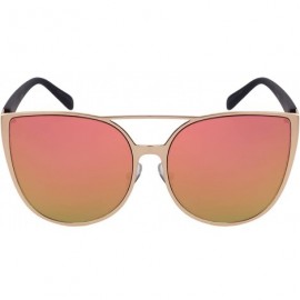 Oversized Oversized Flat Lens Cat Eye Sunnies 23084-FLREV - Rose Gold - CL12O323YHF $12.81