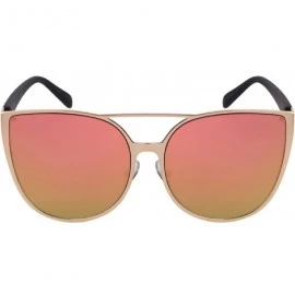 Oversized Oversized Flat Lens Cat Eye Sunnies 23084-FLREV - Rose Gold - CL12O323YHF $12.81