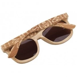 Square Bamboo Wood Polarized Sunglasses For Men & Women - Temple Carved Collection Pack with Wood Case - Red - CK18TUA9TMG $1...