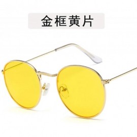 Aviator Lady Tinted Color Lens Big Round Sunglasses Men Women Retro Metal Frame Eye Vintage Tiny Female Sun Glasses - 14 - C9...