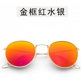 Aviator Lady Tinted Color Lens Big Round Sunglasses Men Women Retro Metal Frame Eye Vintage Tiny Female Sun Glasses - 14 - C9...