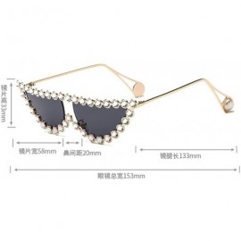 Cat Eye New fashion metal diamond luxury cat unisex sunglasses - Transparent - C218TAU5NKE $12.67