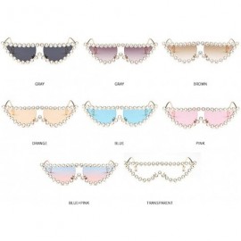 Cat Eye New fashion metal diamond luxury cat unisex sunglasses - Transparent - C218TAU5NKE $12.67