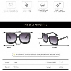 Oversized Fashion Oversized Women Sunglasses Plastic Female Big Frame Gradient Sun Glasses UV400 (Color Clear Grey) - CL199G5...