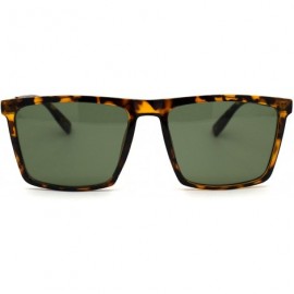 Rectangular Tempered Glass Lens Elegant Rectangular Designer Style Sunglasses - Tortoise Gold Green - CO194OO7N06 $12.12