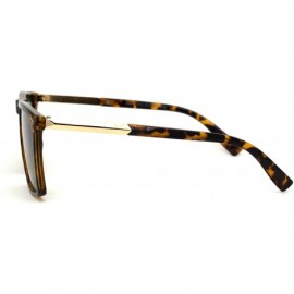 Rectangular Tempered Glass Lens Elegant Rectangular Designer Style Sunglasses - Tortoise Gold Green - CO194OO7N06 $12.12