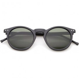 Round Retro Horn Rimmed Keyhole Nose Bridge P3 Round Sunglasses 49mm - Matte Black / Green - CT12N1YJREF $10.79