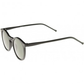 Round Retro Horn Rimmed Keyhole Nose Bridge P3 Round Sunglasses 49mm - Matte Black / Green - CT12N1YJREF $10.79