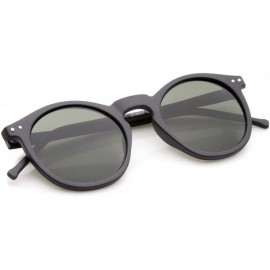 Round Retro Horn Rimmed Keyhole Nose Bridge P3 Round Sunglasses 49mm - Matte Black / Green - CT12N1YJREF $10.79