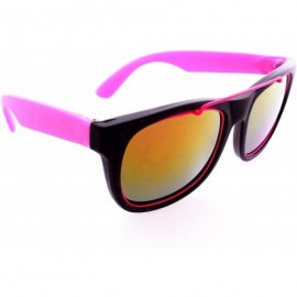 Wayfarer Retro Wayfarer Neon Rubber Outline Sunglasses - Pink - C812HSCR9VR $12.17