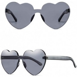 Rimless Heart Shaped Rimless Sunglasses One Piece Transparent Candy Color Rimless Glasses Tinted Eyewear - Gray - C618SWQQ730...