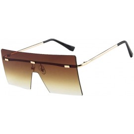 Rimless Big Square Rimless Sunglasses Women Men Vintage Metal Oversized Shades Eyewear - Brown - CA1905ZZZ5O $8.92