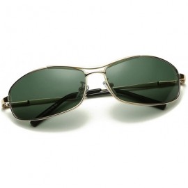 Aviator Polarized Sunglasses for Men Women Metal Frame UV Protection - Gold&green - C318A5AXERH $11.23