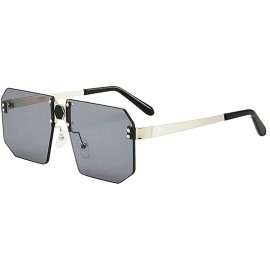 Rimless Fashion Square Sunglasses Women Brand Designer Rimless Red Mirror Sun Glasses Men UV400 - Black - CO194MHL47Y $11.18