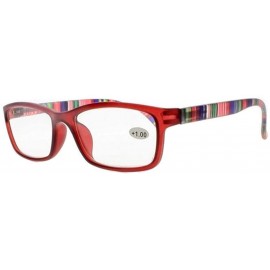 Square Square Colorful Thin Frame Colorful Stripe Legs Reading Glasses Readers - Red - CY185EAQ972 $11.12