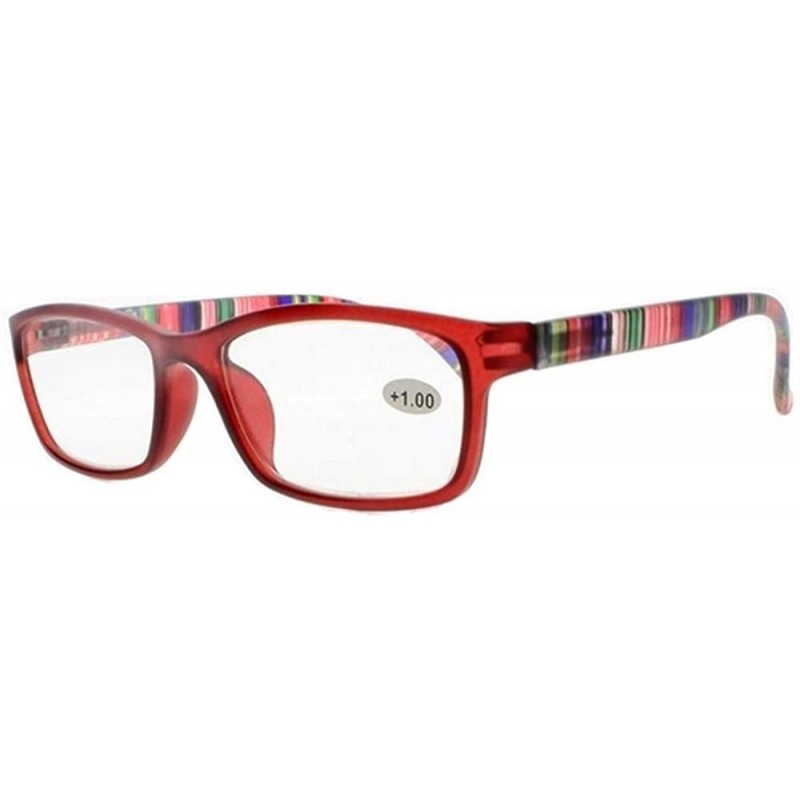 Square Square Colorful Thin Frame Colorful Stripe Legs Reading Glasses Readers - Red - CY185EAQ972 $11.12