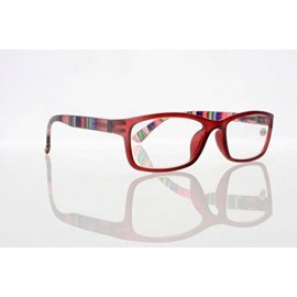 Square Square Colorful Thin Frame Colorful Stripe Legs Reading Glasses Readers - Red - CY185EAQ972 $11.12