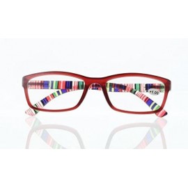 Square Square Colorful Thin Frame Colorful Stripe Legs Reading Glasses Readers - Red - CY185EAQ972 $11.12