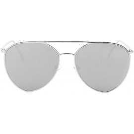 Aviator Color Mirror Flat Lens Modern Round Aviator Sunglasses - Grey - CR190ESKQ8X $17.73