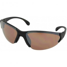 Wrap Big Frame Sport Sunglasses SR20 - Flat Black-amber Lenses - CL186COIZRK $9.91