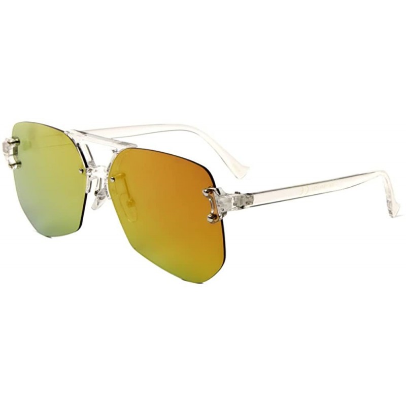 Rimless Color Mirror Clear Frame Rimless Geometric Aviator Sunglasses - Red Green Clear - C9190LY8CX9 $15.96