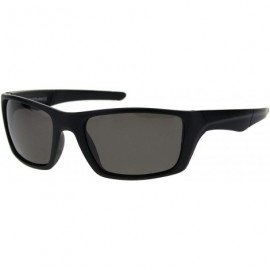 Rectangular Mens Polarized Lens Sunglasses Rectangular Frame Wrap Around Black - Matte Black - C618W6SKM35 $10.50