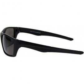 Rectangular Mens Polarized Lens Sunglasses Rectangular Frame Wrap Around Black - Matte Black - C618W6SKM35 $10.50