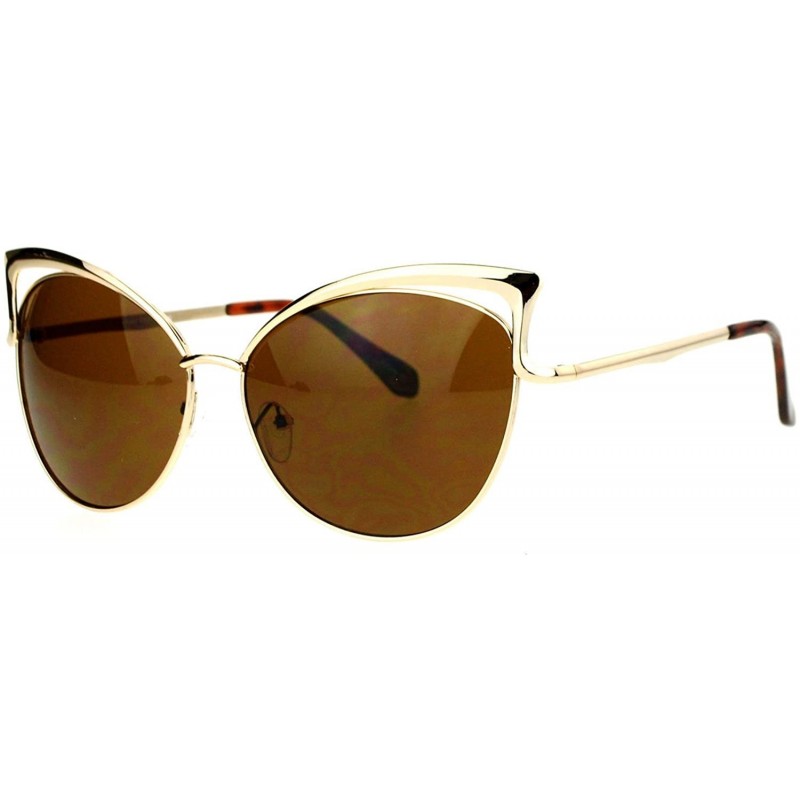 Butterfly Butterfly Cateye Sunglasses Womens Metal Oversized Fashion UV 400 - Gold (Brown) - CC188QKC572 $8.94