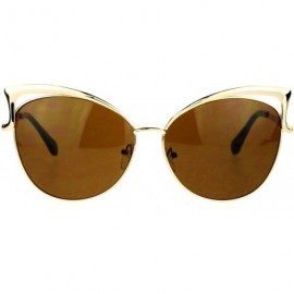 Butterfly Butterfly Cateye Sunglasses Womens Metal Oversized Fashion UV 400 - Gold (Brown) - CC188QKC572 $8.94