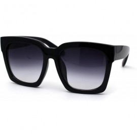 Round Womens Boyfriend Style Oversize Horned Rim Thick Plastic Sunglasses - Black Gradient Black - C819D5XLSD6 $17.66