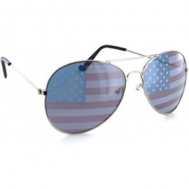 Wayfarer Men Women Aviator Sunglasses Metal Frame Police Shades Patriotic - Gold/Silver - C511MDEXUHD $10.16