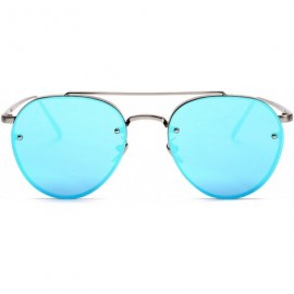 Aviator Aviator Blue Mirror Silver Metal Designer Fashion Sunglasses Men's Women's Non-Prescription - C912O4DCHV7 $11.34