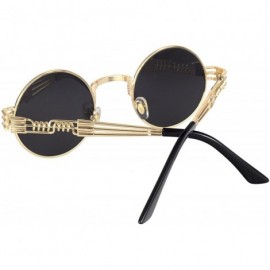 Round Gothic John Lennon Metal Spring Frame Round Vintage Polarized Steampunk Sunglasses - Gold Frame/Gray Lens - C118EC2AH9D...