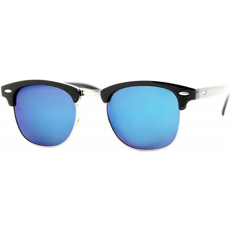 Oversized Classic Unisex Sunglasses Durable Semi-Rimless Half Frame Mirrored Lens - C018GNIDXWA $9.14