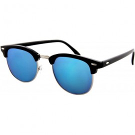 Oversized Classic Unisex Sunglasses Durable Semi-Rimless Half Frame Mirrored Lens - C018GNIDXWA $9.14