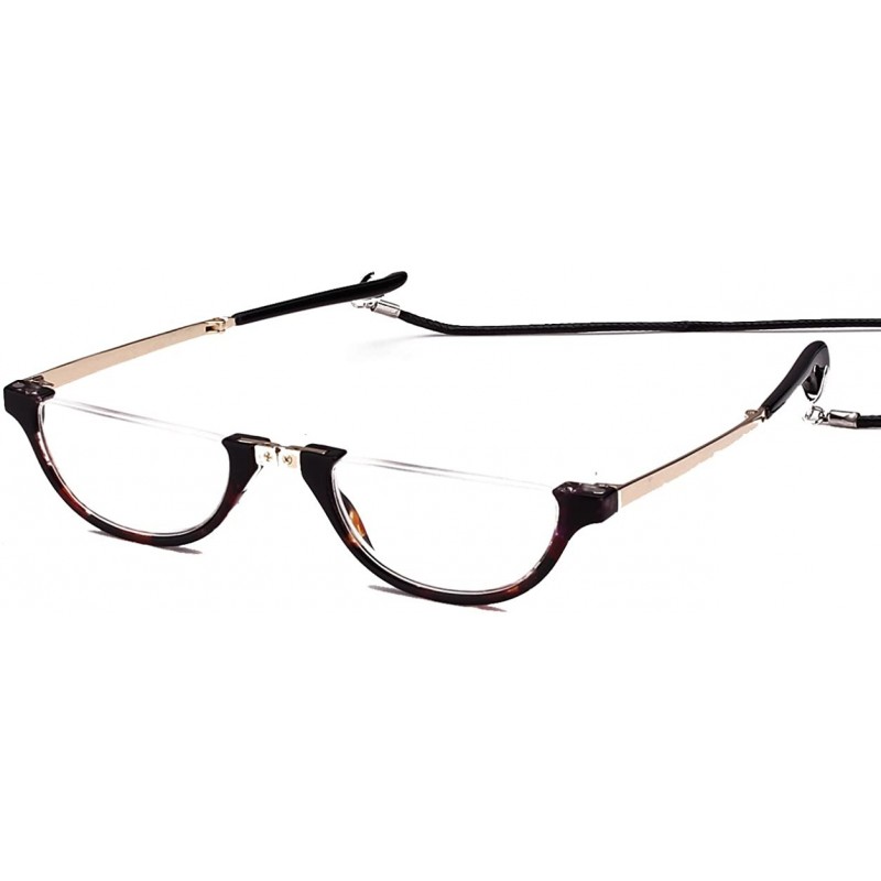 Semi-rimless Mens Womens Half Moon Foldable Reading Glasses with Portable Case - Tortoise Shell - CJ187IW02Z8 $19.15