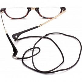 Semi-rimless Mens Womens Half Moon Foldable Reading Glasses with Portable Case - Tortoise Shell - CJ187IW02Z8 $19.15